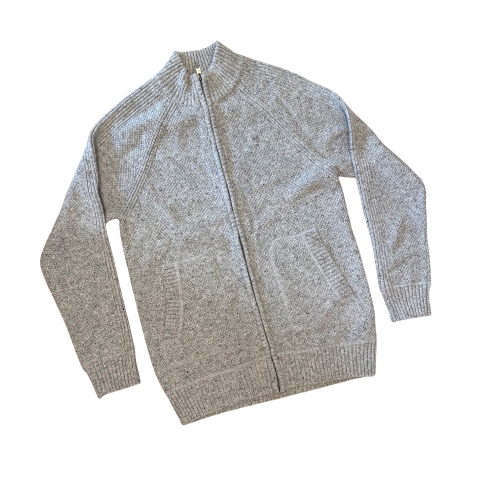 Marc Anthony Mens Gray Wool Blend Full Zip Donegal Speckled Cardigan Sweater‎ L